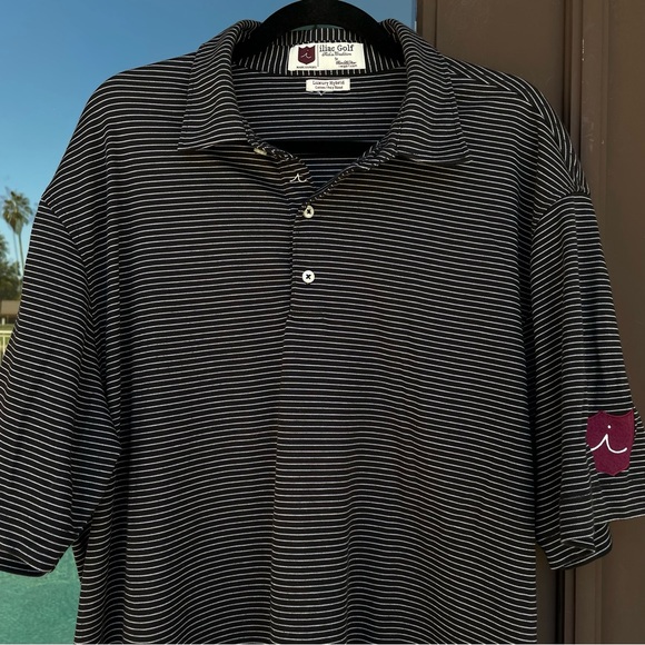 iliac Black with White Stripes Golf Polo XL - Picture 1 of 12